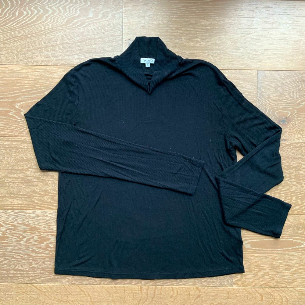 Black rib modal jersey mock neck